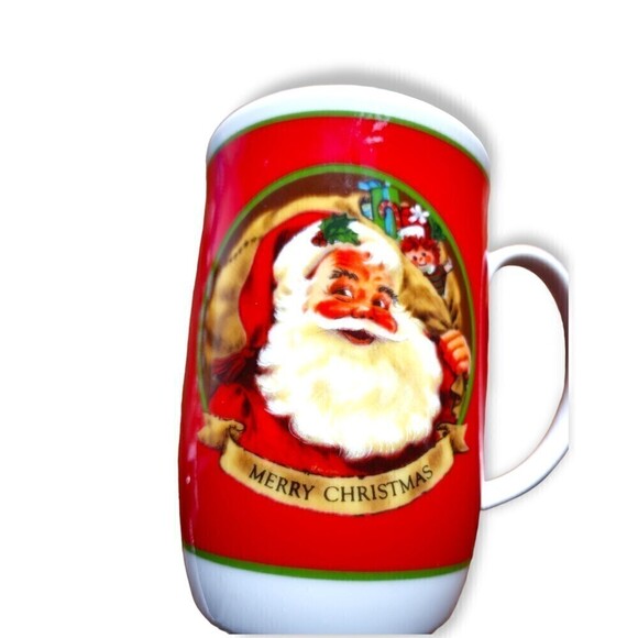 Otagiri Japan Santa Mug Christmas  Gold Rim Merry Christmas Coffee Tea Cup - Picture 1 of 6